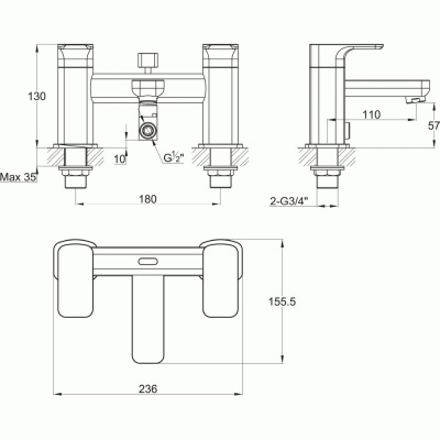 Flite Bath Shower Mixer - Brushed Brass